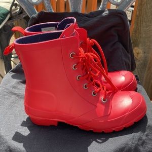LAUREN Ralph Lauren red rain combat boots